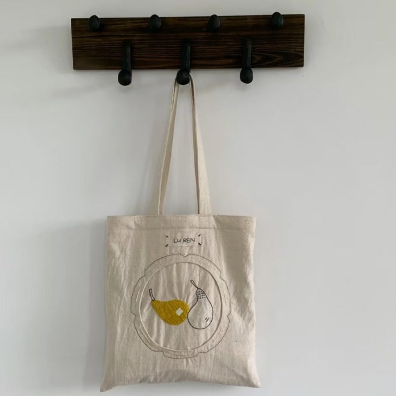 Women's Embroidered Cotton Linen Tote Bag