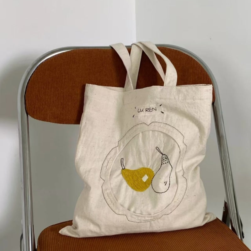 Women's Embroidered Cotton Linen Tote Bag