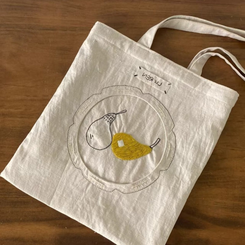 Women's Embroidered Cotton Linen Tote Bag