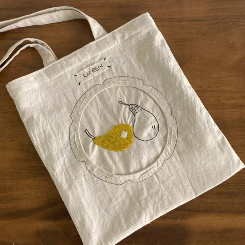 Women's Embroidered Cotton Linen Tote Bag