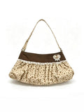 Women's Floral Ruched Shoulder Bag with Decorative Bow