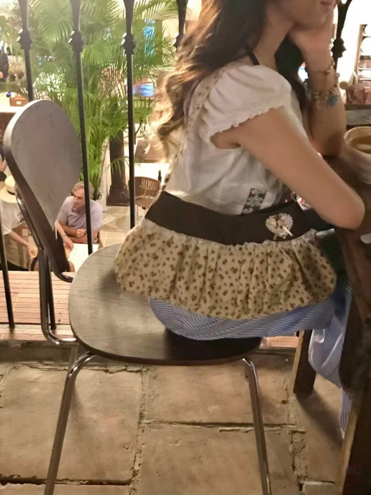 Women's Floral Ruched Shoulder Bag with Decorative Bow