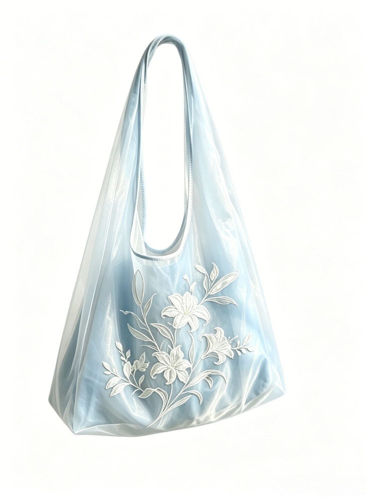 Women's Large Floral Embroidered Tote Bag