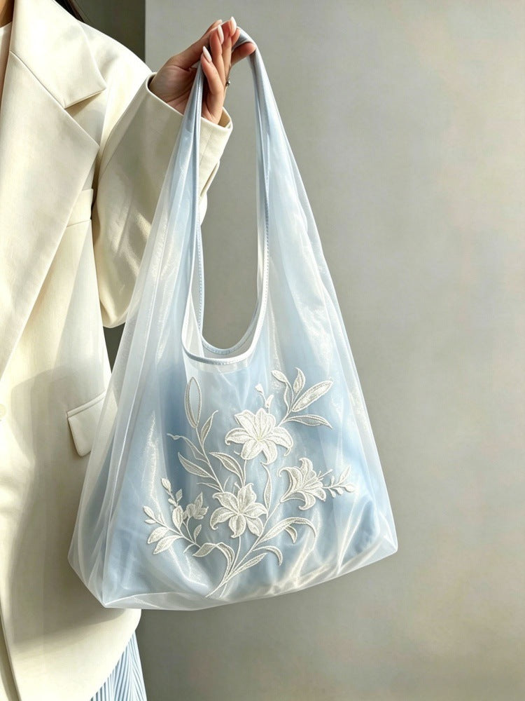 Women's Large Floral Embroidered Tote Bag