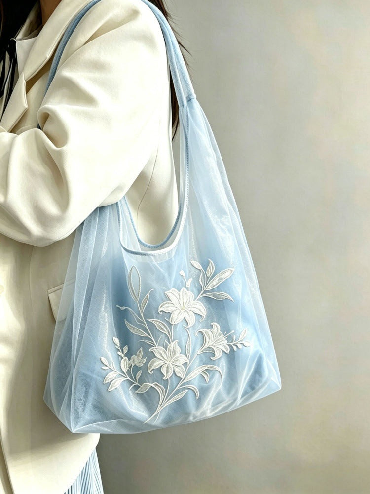 Women's Large Floral Embroidered Tote Bag