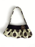 Women's Polka Dot Ruched Shoulder Bag with Button Detail – Beige & Brown