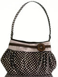 Women's Retro Polka Dot Gathered Shoulder Bag with Contrast Trim